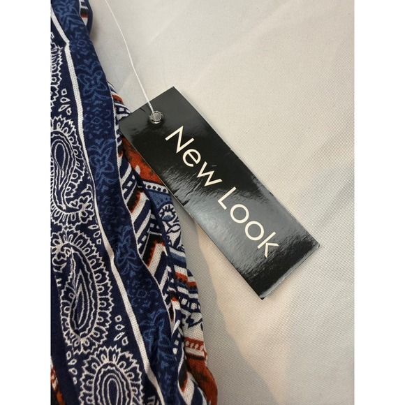 New Look Navy Blue Rust Paisley Geometric Boho Shorts Small NWT - Picture 3 of 7